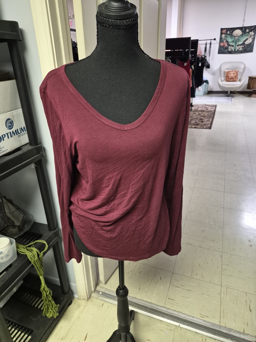 Justify Women's Long Sleeve V-Neck Top - Maroon